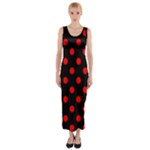 Polka Dots - Red on Black Fitted Maxi Dress