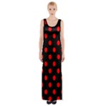 Polka Dots - Red on Black Maxi Thigh Split Dress