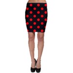 Polka Dots - Red on Black Bodycon Skirt