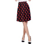 Polka Dots - Red on Black A-Line Skirt
