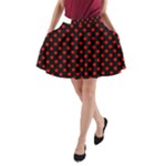 Polka Dots - Red on Black A-Line Pocket Skirt