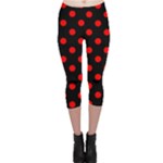 Polka Dots - Red on Black Capri Leggings