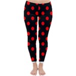 Polka Dots - Red on Black Winter Leggings