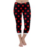 Polka Dots - Red on Black Capri Winter Leggings