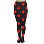 Polka Dots - Red on Black Women s Tights