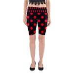 Polka Dots - Red on Black Yoga Cropped Leggings