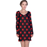 Polka Dots - Red on Black Long Sleeve Nightdress