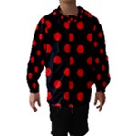 Polka Dots - Red on Black Hooded Wind Breaker (Kids)