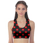 Polka Dots - Red on Black Women s Sports Bra