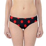 Polka Dots - Red on Black Hipster Bikini Bottoms