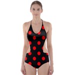 Polka Dots - Red on Black Cut-Out One Piece Swimsuit