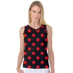 Polka Dots - Red on Black Women s Basketball Tank Top