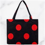 Polka Dots - Red on Black Mini Tote Bag