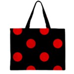 Polka Dots - Red on Black Zipper Mini Tote Bag