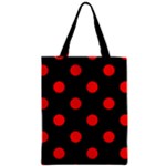 Polka Dots - Red on Black Zipper Classic Tote Bag