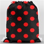 Polka Dots - Red on Black Drawstring Bag (Large)
