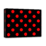 Polka Dots - Red on Black Deluxe Canvas 16  x 12  (Stretched)