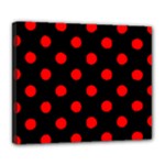 Polka Dots - Red on Black Deluxe Canvas 24  x 20  (Stretched)