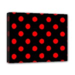 Polka Dots - Red on Black Canvas 10  x 8  (Stretched)