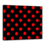 Polka Dots - Red on Black Canvas 24  x 20  (Stretched)