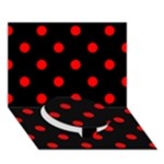 Polka Dots - Red on Black Circle Bottom 3D Greeting Card (7x5)