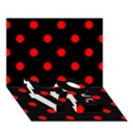 Polka Dots - Red on Black LOVE Bottom 3D Greeting Card (7x5)