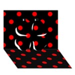 Polka Dots - Red on Black Clover 3D Greeting Card (7x5)