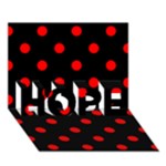Polka Dots - Red on Black HOPE 3D Greeting Card (7x5)