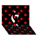 Polka Dots - Red on Black Ribbon 3D Greeting Card (7x5)
