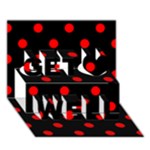 Polka Dots - Red on Black Get Well 3D Greeting Card (7x5)