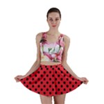 Polka Dots - Black on Alizarin Red Mini Skirt