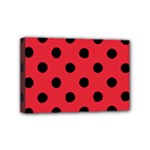 Polka Dots - Black on Alizarin Red Mini Canvas 6  x 4  (Stretched)