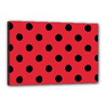Polka Dots - Black on Alizarin Red Canvas 18  x 12  (Stretched)