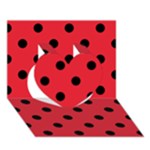 Polka Dots - Black on Alizarin Red Heart 3D Greeting Card (7x5)