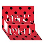 Polka Dots - Black on Alizarin Red Get Well 3D Greeting Card (7x5)
