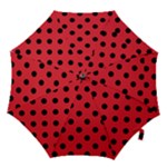Polka Dots - Black on Alizarin Red Hook Handle Umbrella (Small)