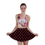 Polka Dots - Alizarin Red on Black Mini Skirt