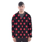 Polka Dots - Alizarin Red on Black Hooded Wind Breaker (Men)