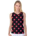Polka Dots - Alizarin Red on Black Women s Basketball Tank Top