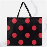 Polka Dots - Alizarin Red on Black Zipper Large Tote Bag