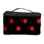 Polka Dots - Alizarin Red on Black Cosmetic Storage Case