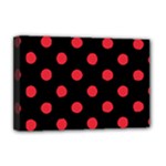 Polka Dots - Alizarin Red on Black Deluxe Canvas 18  x 12  (Stretched)