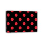 Polka Dots - Alizarin Red on Black Mini Canvas 6  x 4  (Stretched)