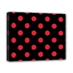 Polka Dots - Alizarin Red on Black Canvas 10  x 8  (Stretched)