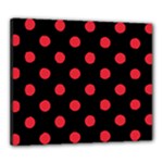 Polka Dots - Alizarin Red on Black Canvas 24  x 20  (Stretched)