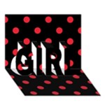 Polka Dots - Alizarin Red on Black GIRL 3D Greeting Card (7x5)