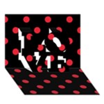 Polka Dots - Alizarin Red on Black LOVE 3D Greeting Card (7x5)
