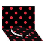 Polka Dots - Alizarin Red on Black Circle Bottom 3D Greeting Card (7x5)
