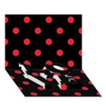Polka Dots - Alizarin Red on Black LOVE Bottom 3D Greeting Card (7x5)