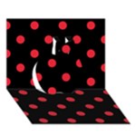 Polka Dots - Alizarin Red on Black Apple 3D Greeting Card (7x5)